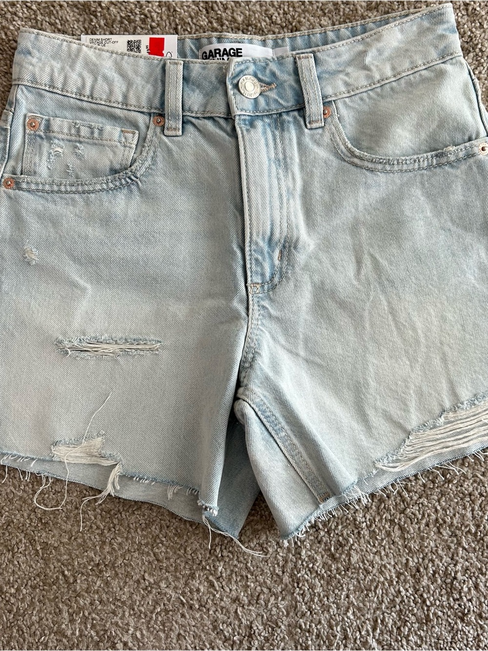 Garage Light Wash Distressed Denim Women’s Shorts